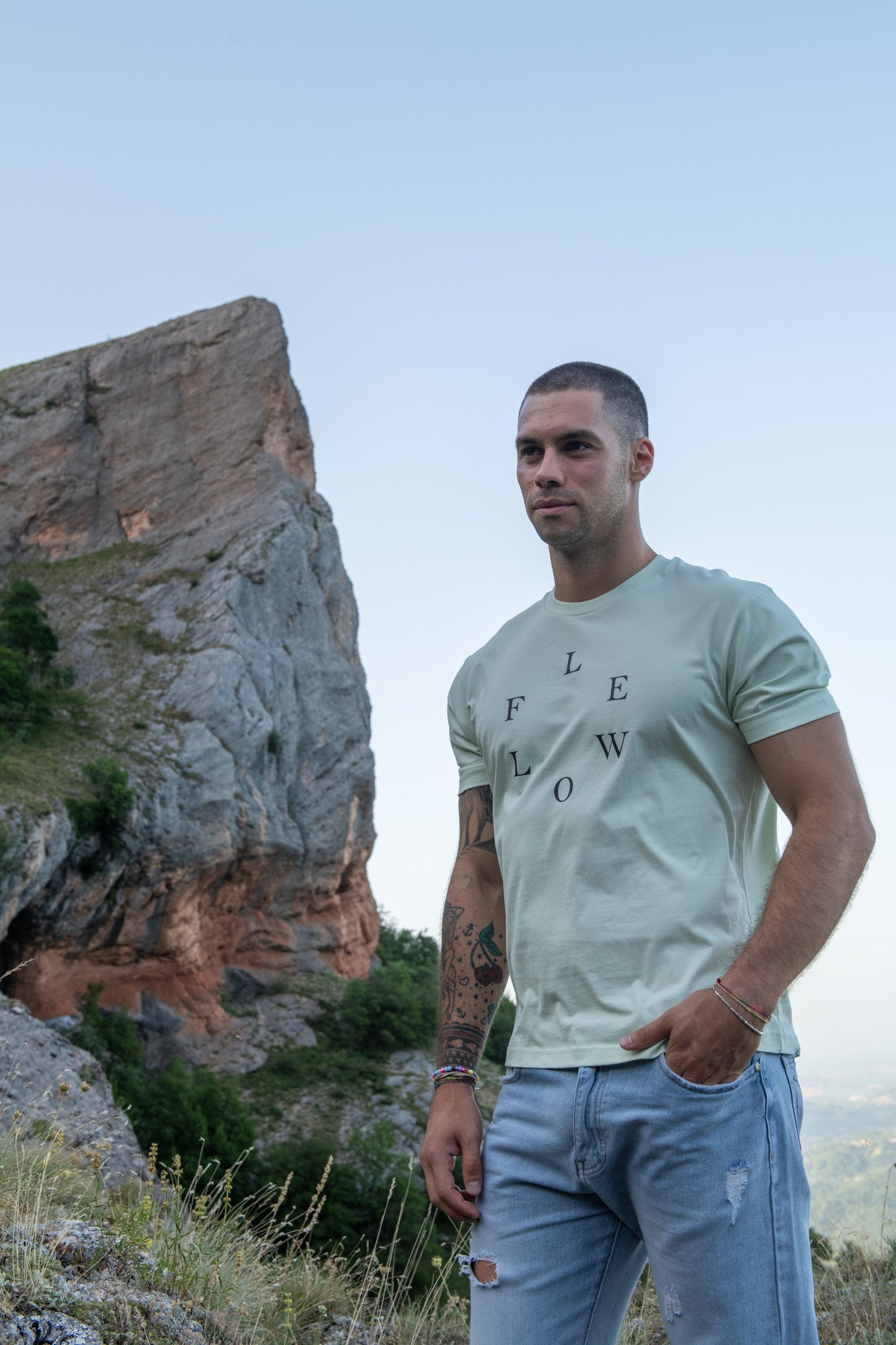 PIZZOMETA T-Shirt 100% Pastel Green Cotton 