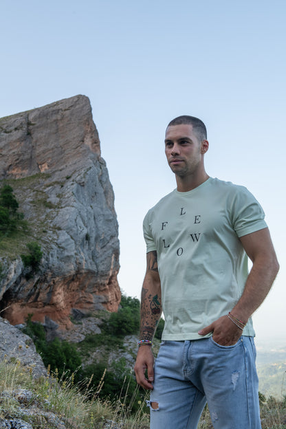 PIZZOMETA T-Shirt 100% Pastel Green Cotton 